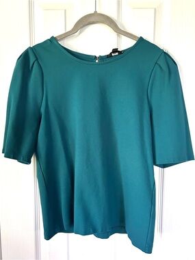 J.Crew Green Puff Sleeve Knit Top Small